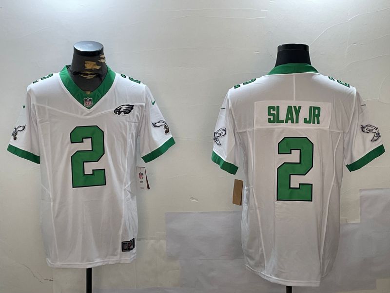 Men Philadelphia Eagles #2 Slay jr White Three generation 2024 Nike Limited NFL Jersey style 2
